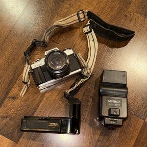 VINTAGE Minolta Camera with Accessories Bundle